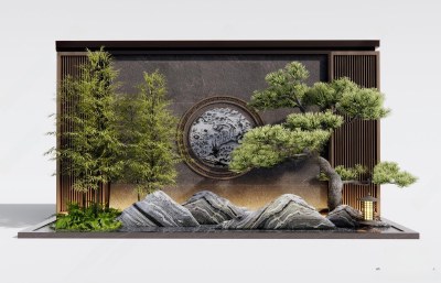 新中式景观造景3D模型下载